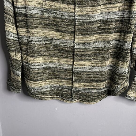 Free People Green and Gray Long Sleeve Knit Top with Scoop Neck Size Small - Picture 3 of 9